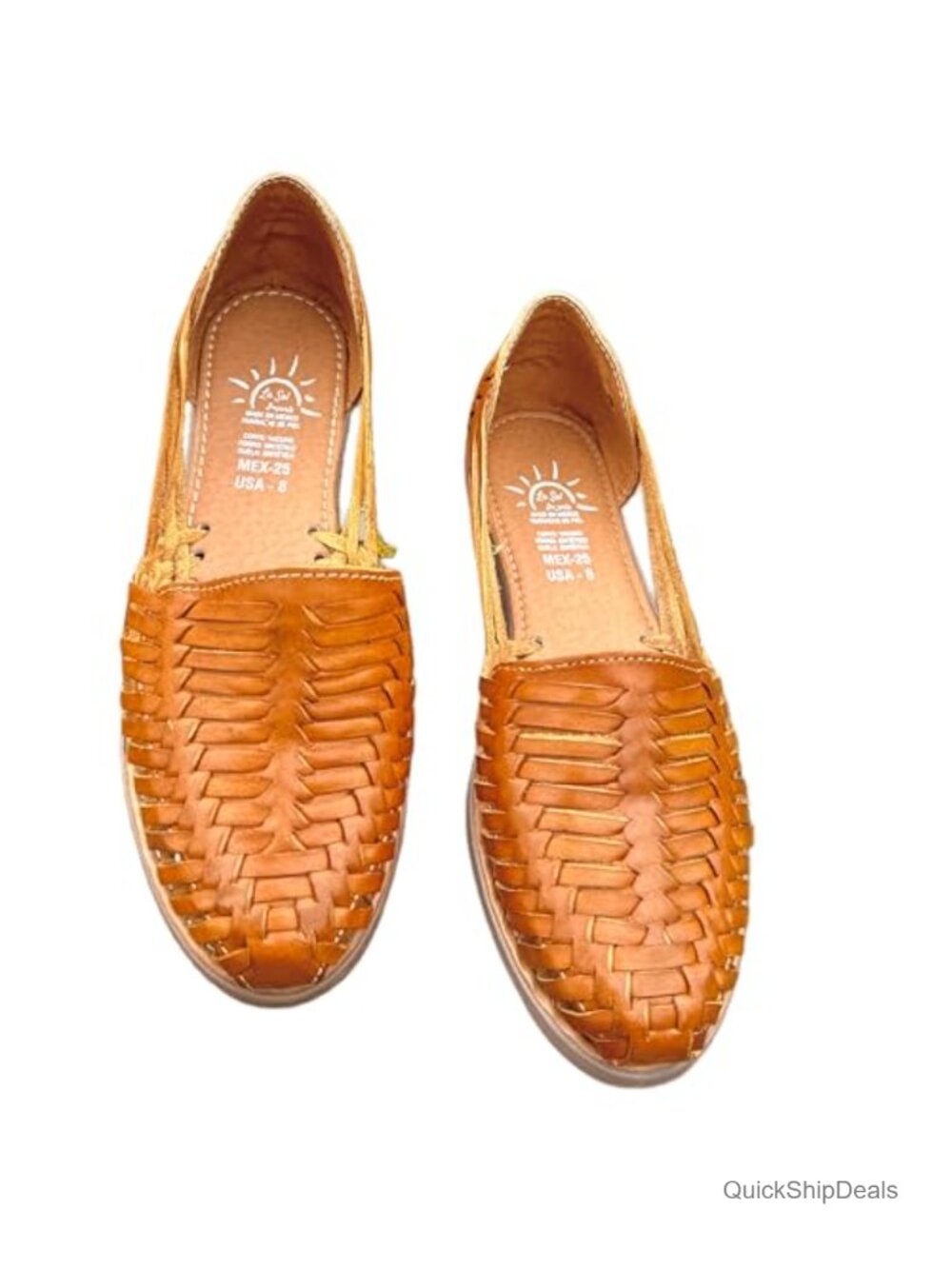 Traditional Mexican Leather Huarache Sandals Woven Flat Slip-On